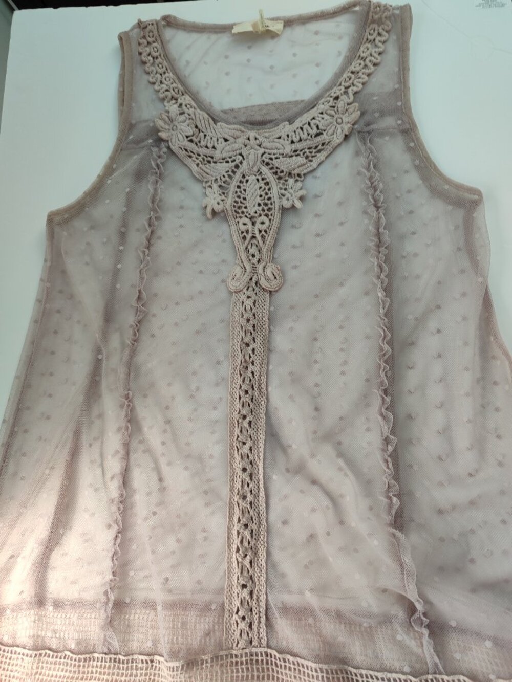 Ryu Whimsical Lace Swiss Dot Tulle Tiered Dress Set Size M - Picture 8 of 13